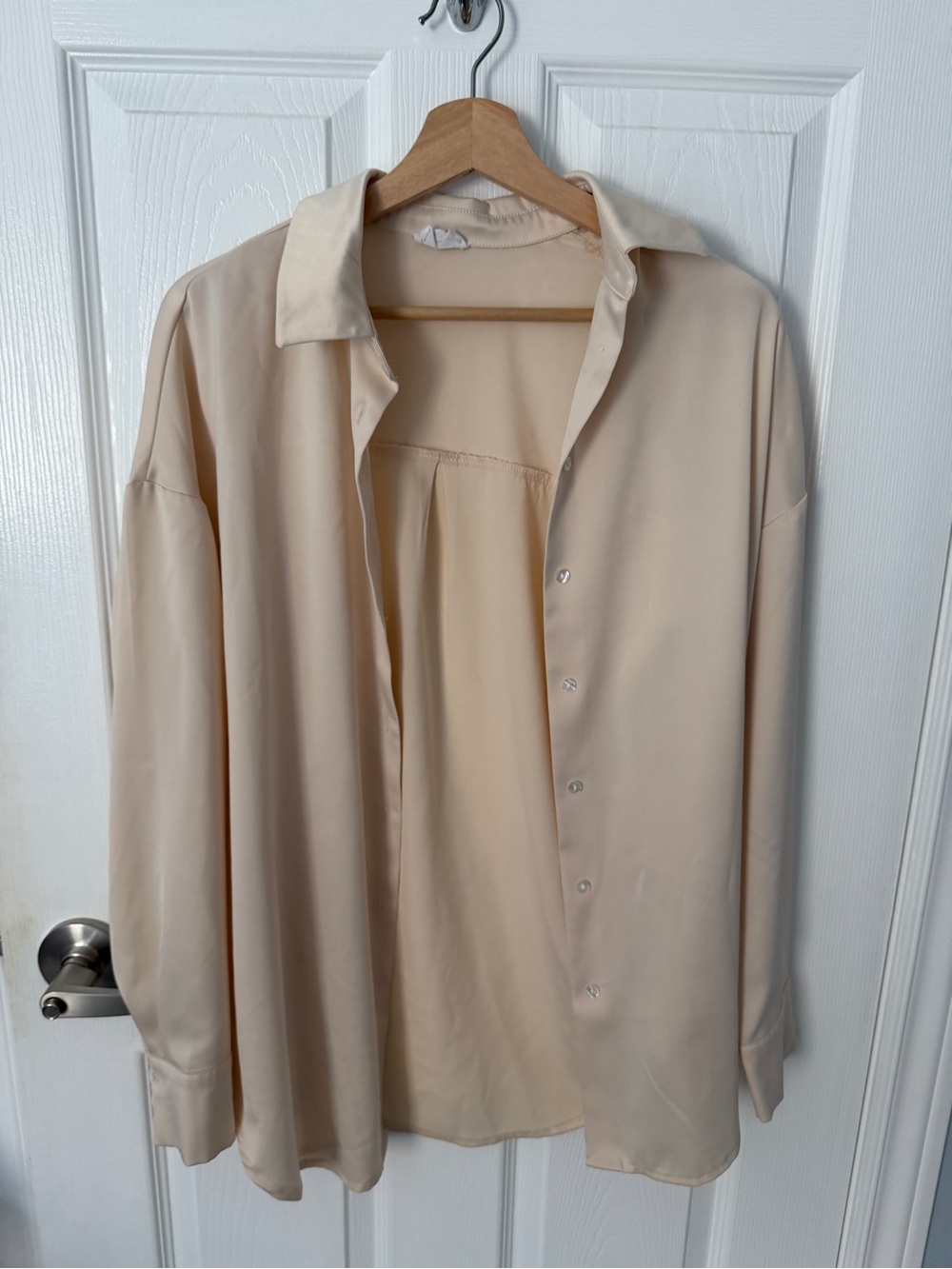 Satin Cream Button-Up Shirt